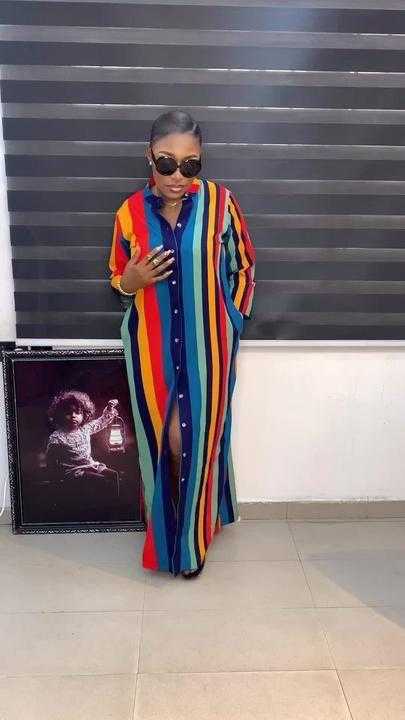 Buttoned Down Stripped Maxi dress