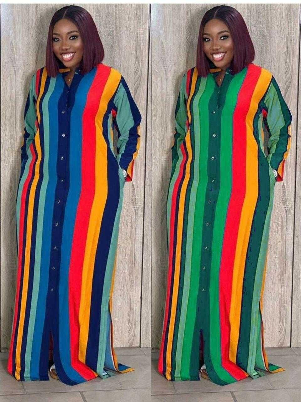 Buttoned Down Stripped Maxi dress