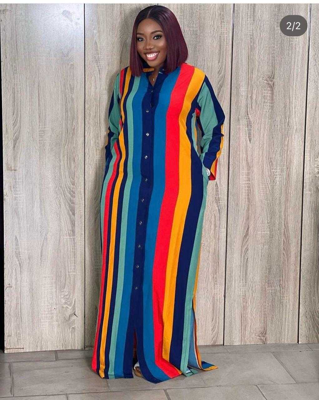 Buttoned Down Stripped Maxi dress