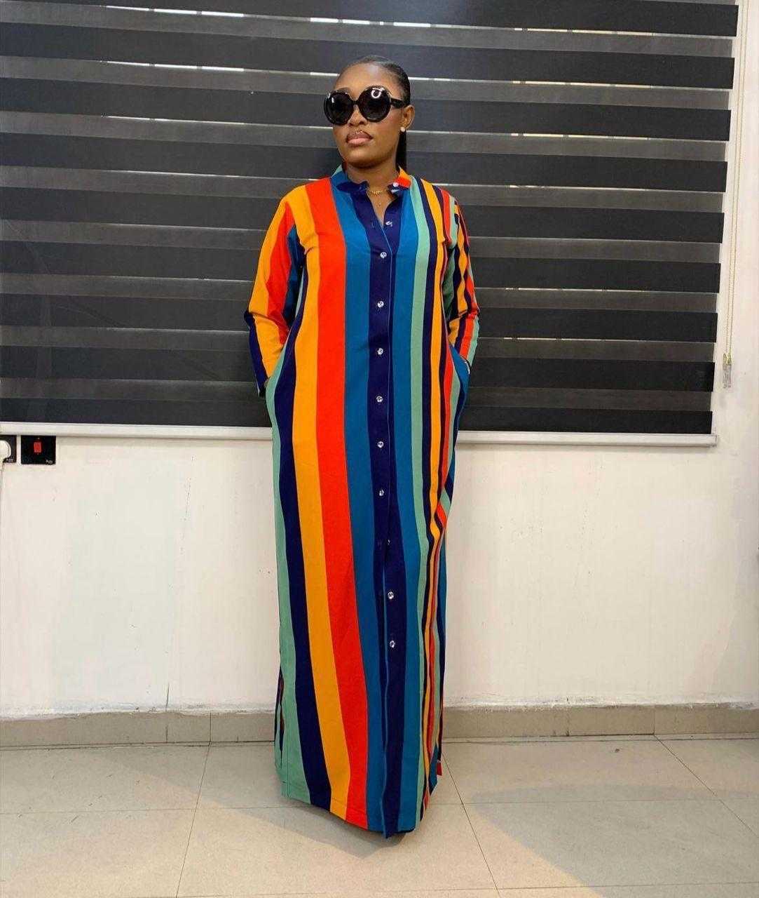 Buttoned Down Stripped Maxi dress