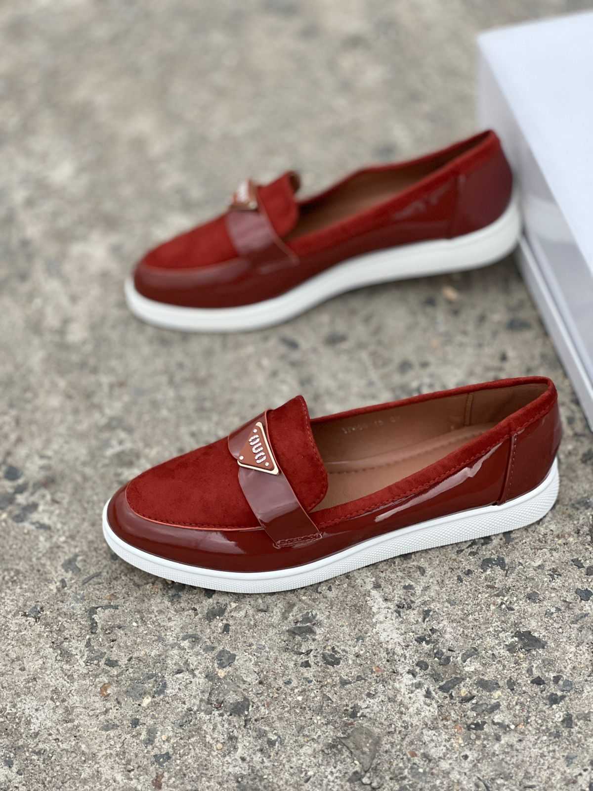 BROWN WETLOOK &amp; SUEDE BROGUES SHOES