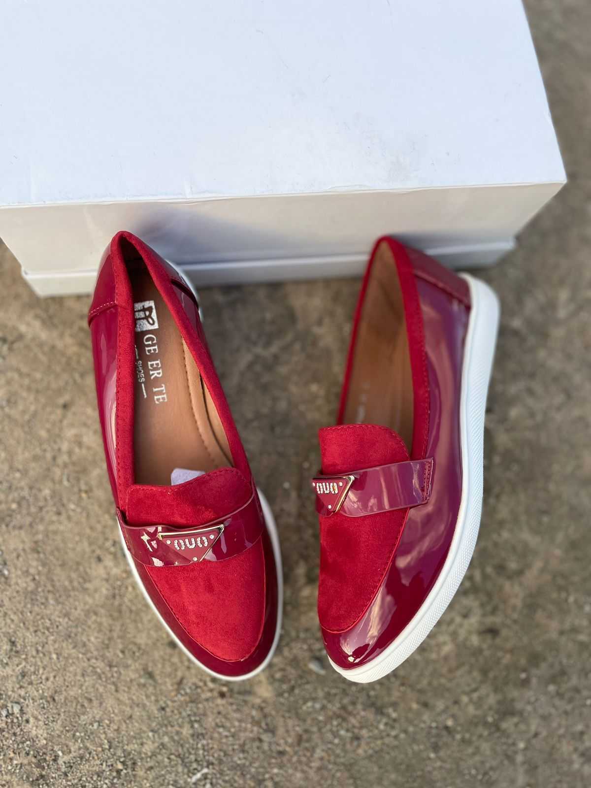 BROWN WETLOOK &amp; SUEDE BROGUES SHOES