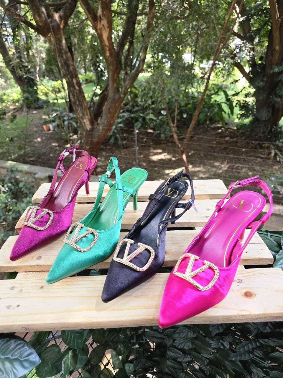 Satin Slingback Pumps