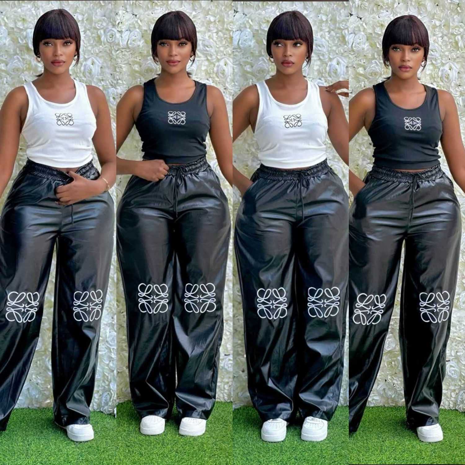 leather Pants Two Piece Set