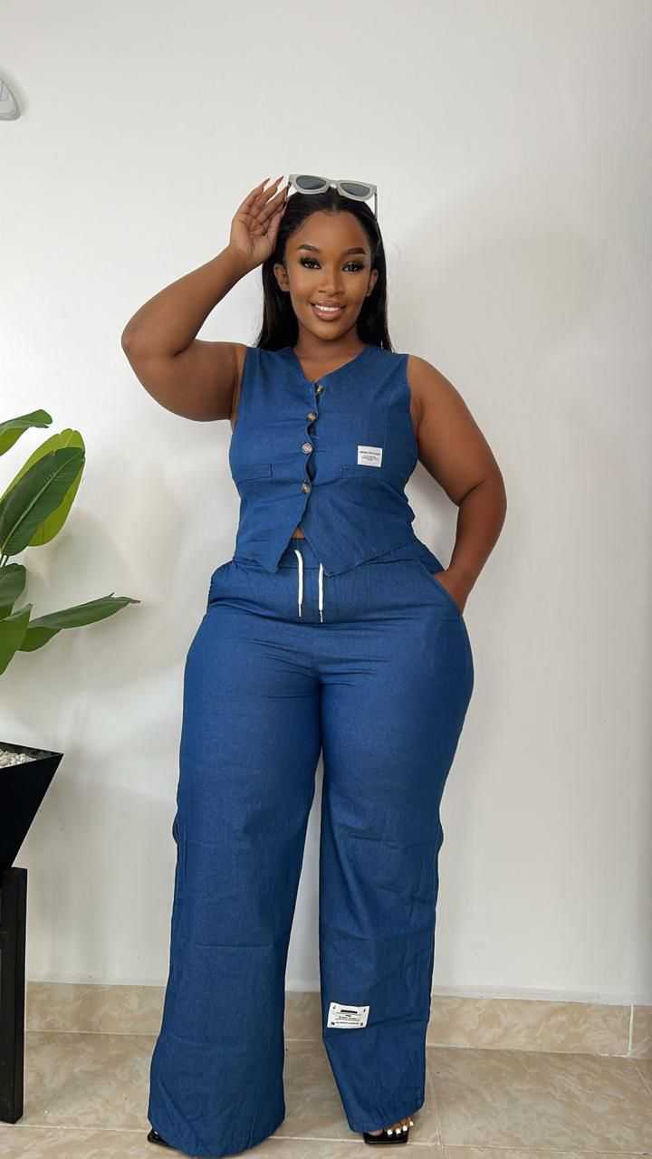 Sleeveless Jeans Denim Set