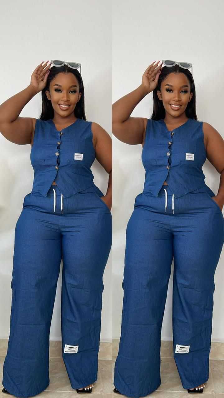 Sleeveless Jeans Denim Set